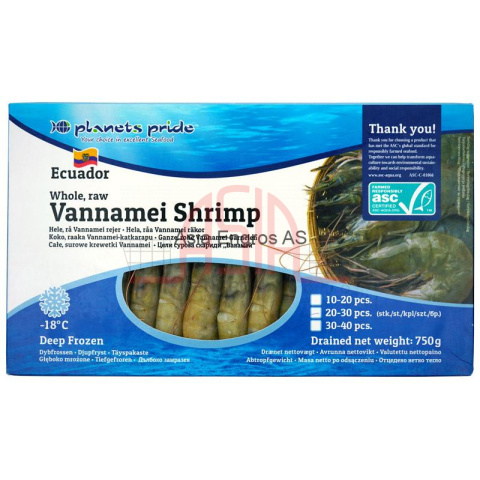 Frozen SCAMPI 20/30 HOSO Block Vannamei 1KG x 10 - Bilde 2